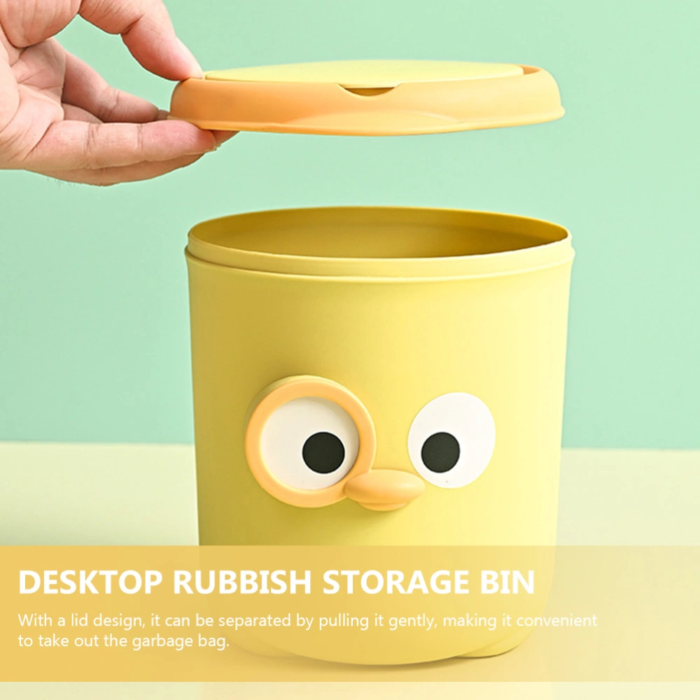 Waste Bin with Lid Desktop Waste Basket Table Trash Can Cartoon Garbage Bin