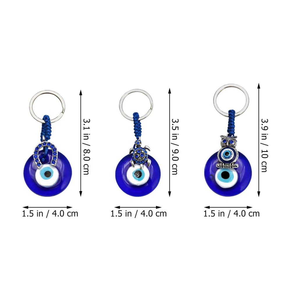 4Pcs Novel Gadget Stylish Key Chain Turkish Greek Bag Pendant Decorative Evil Eye Charms