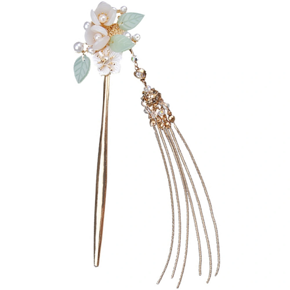 Chinese Hair Stick Flower Hair Pin Pearls Hair Chopstick Tassel Drop Hair Stick