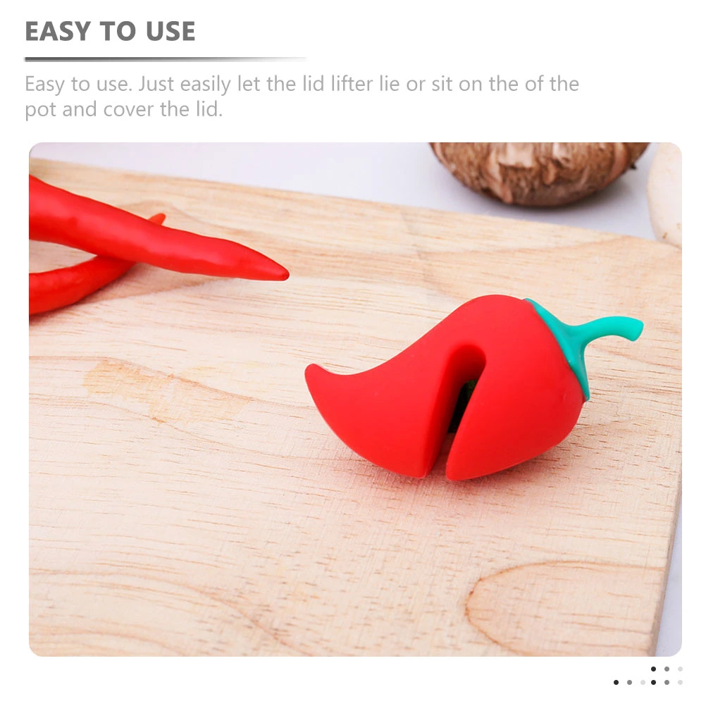 6Pcs Plastic Pot Boil Stopper Lovely Pepper Shaped Pot Pan Boil Lifter Kitchen Pot Cover Lifter