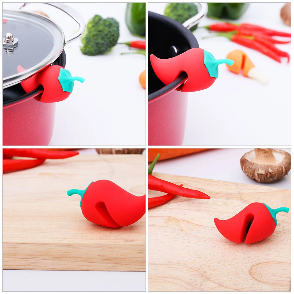 6Pcs Plastic Pot Boil Stopper Lovely Pepper Shaped Pot Pan Boil Lifter Kitchen Pot Cover Lifter
