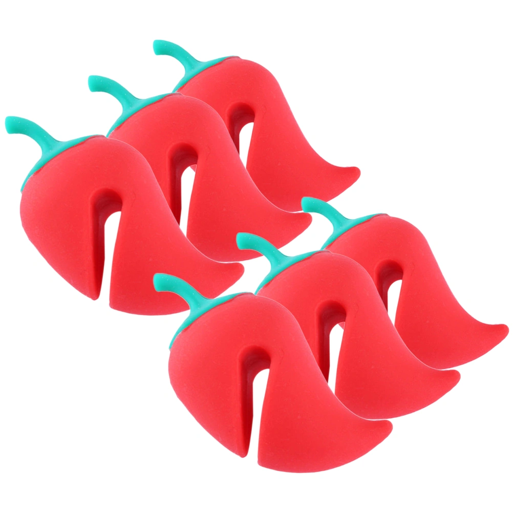 6Pcs Plastic Pot Boil Stopper Lovely Pepper Shaped Pot Pan Boil Lifter Kitchen Pot Cover Lifter