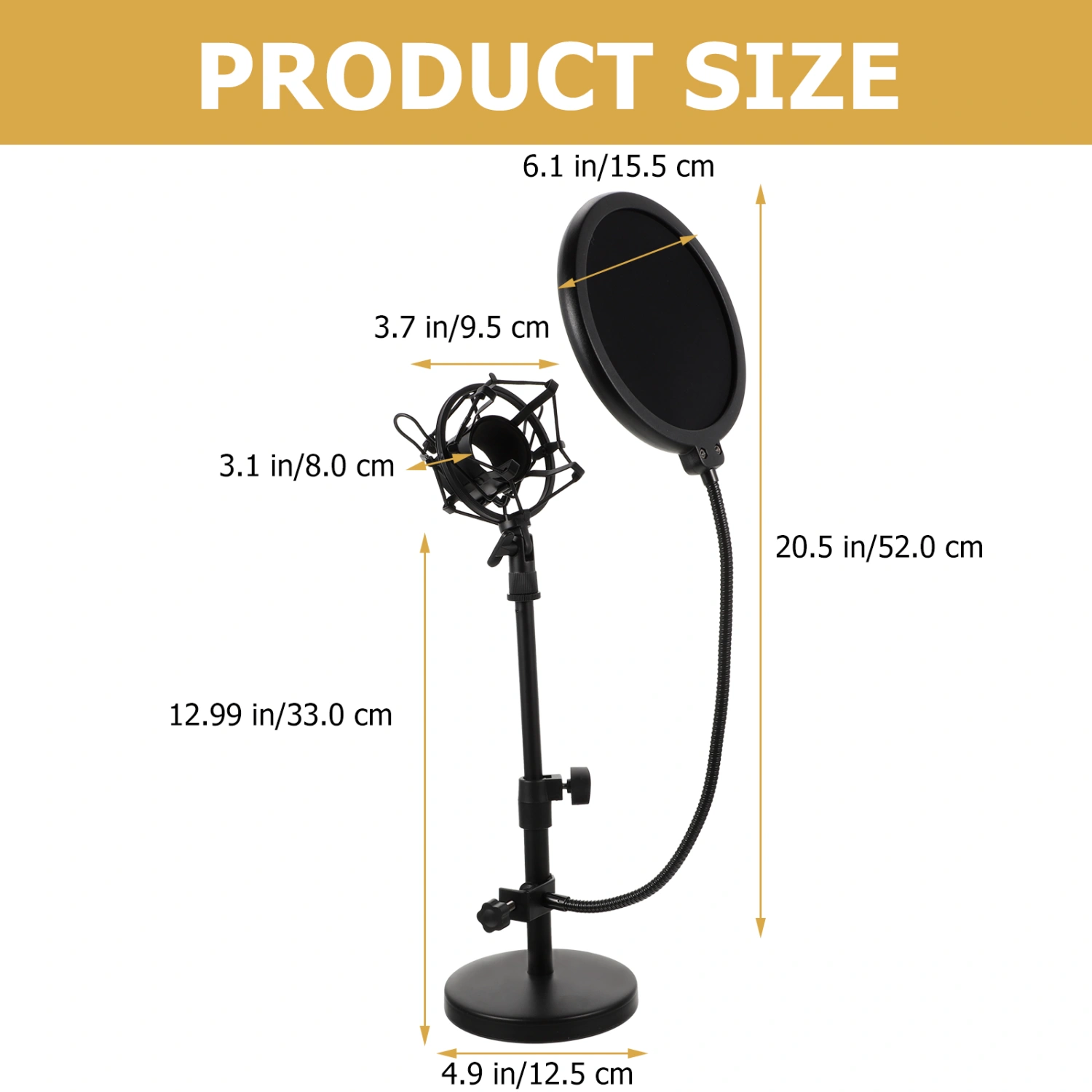 1 Set of Professional Microphone Rack Adjustable Tabletop Microphone Bracket With Mic Filter