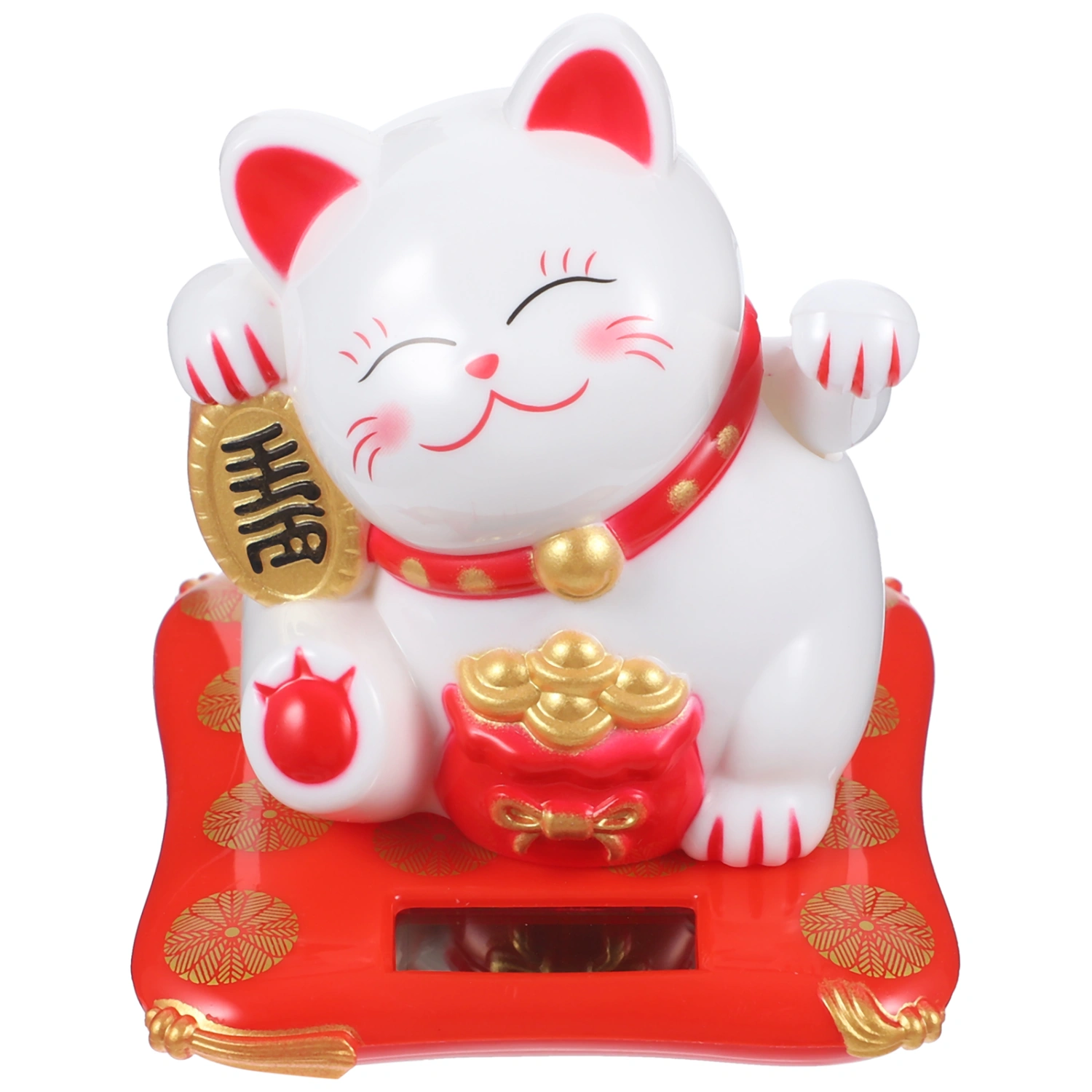 Solar Powered Fortune Cat Waving Arm Plastic Ornament for Car Home OfficeDecor