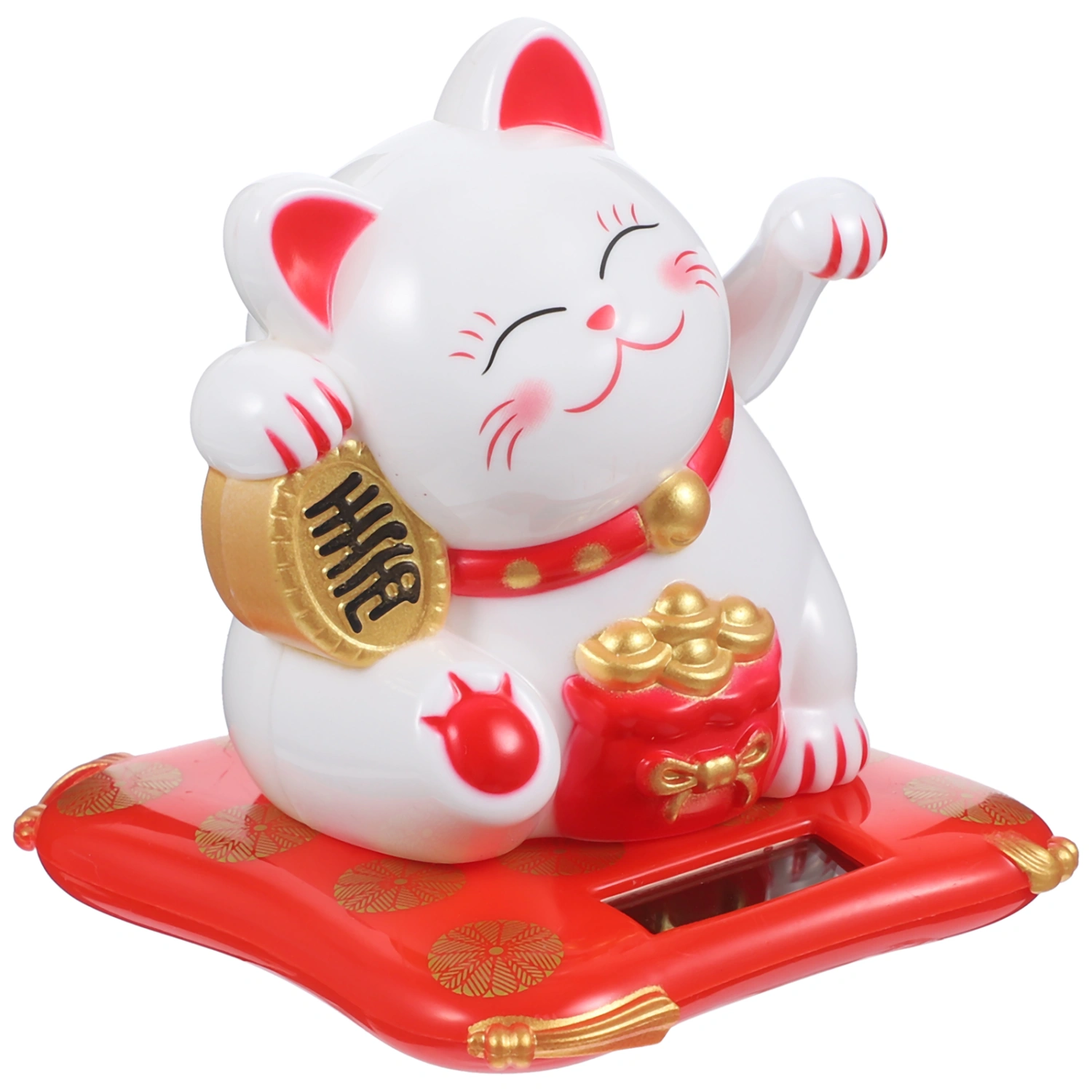 Solar Powered Fortune Cat Waving Arm Plastic Ornament for Car Home OfficeDecor