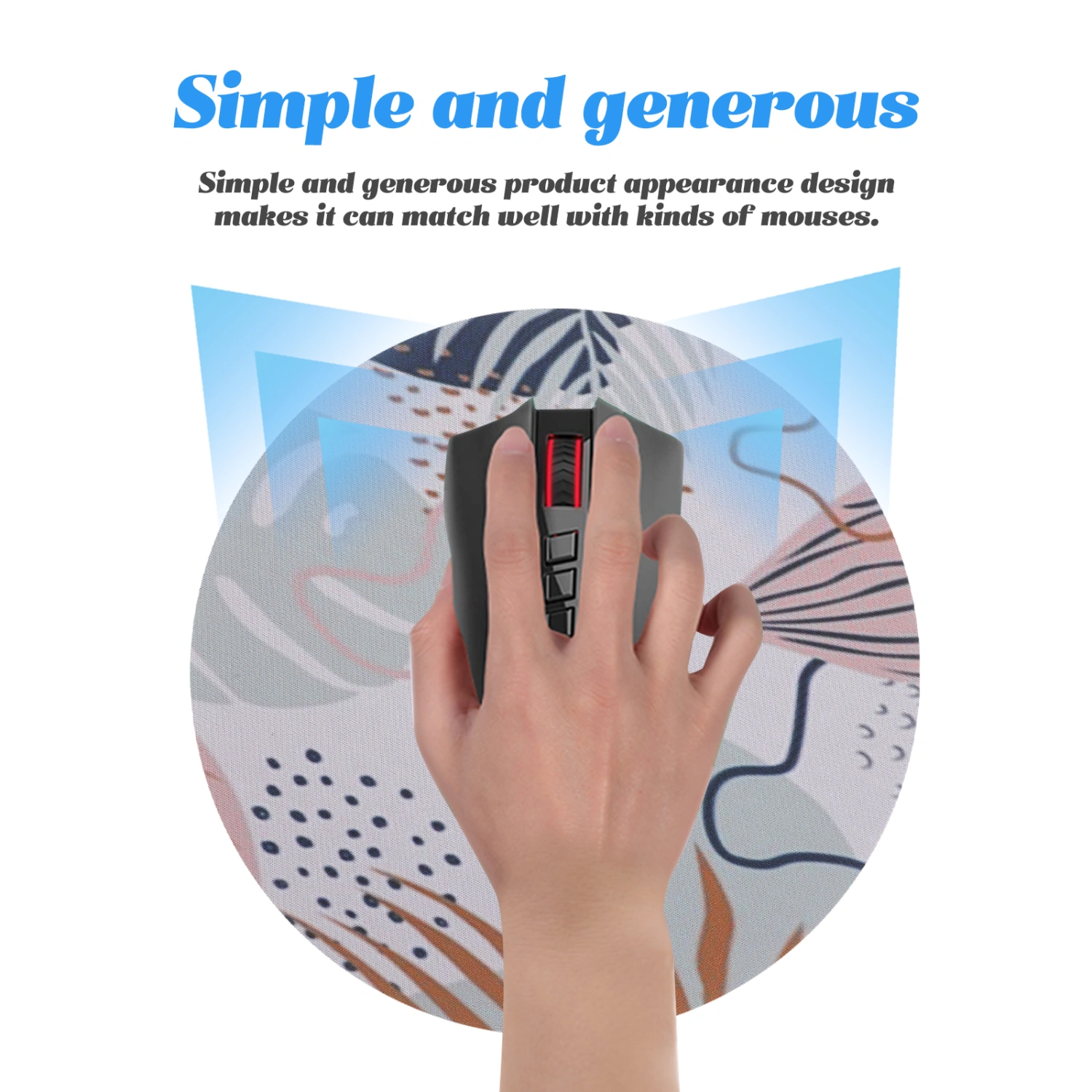 2pcs Mouse Pad Anti-skid Pattern Mouse Mat Circle Mouse Pad Desk Mouse Pad