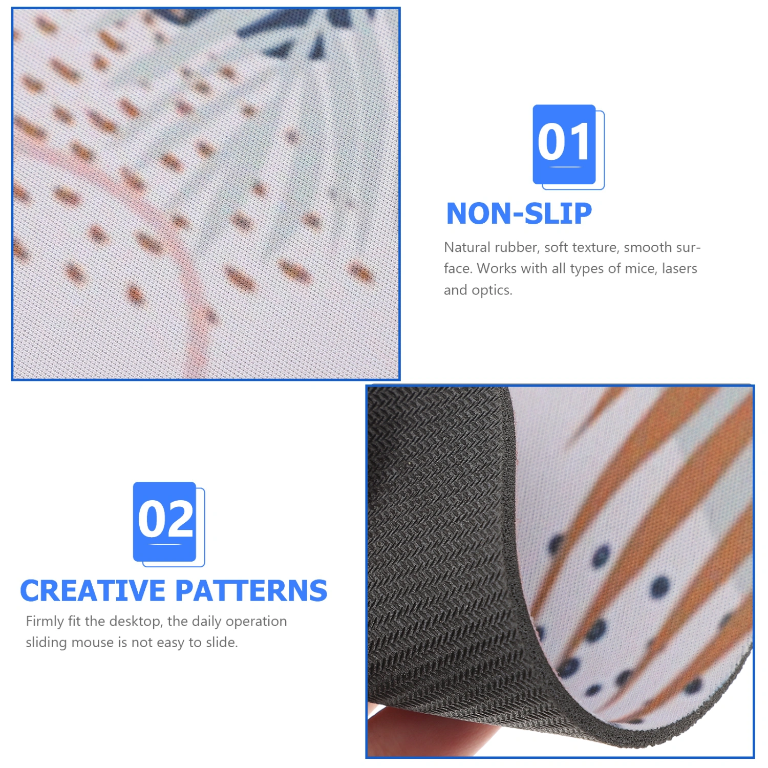 2pcs Mouse Pad Anti-skid Pattern Mouse Mat Circle Mouse Pad Desk Mouse Pad