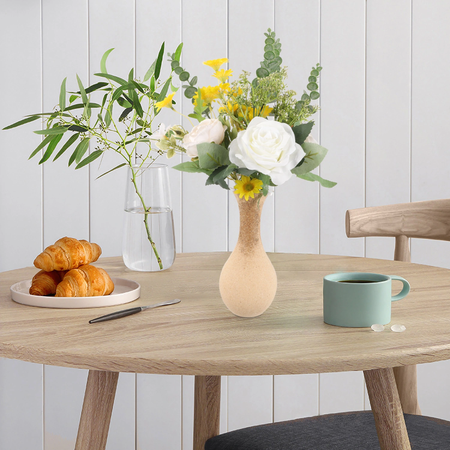 Blank Vase Wooden Flower Vase DIY Wood Vase Craft Home Office Decoration