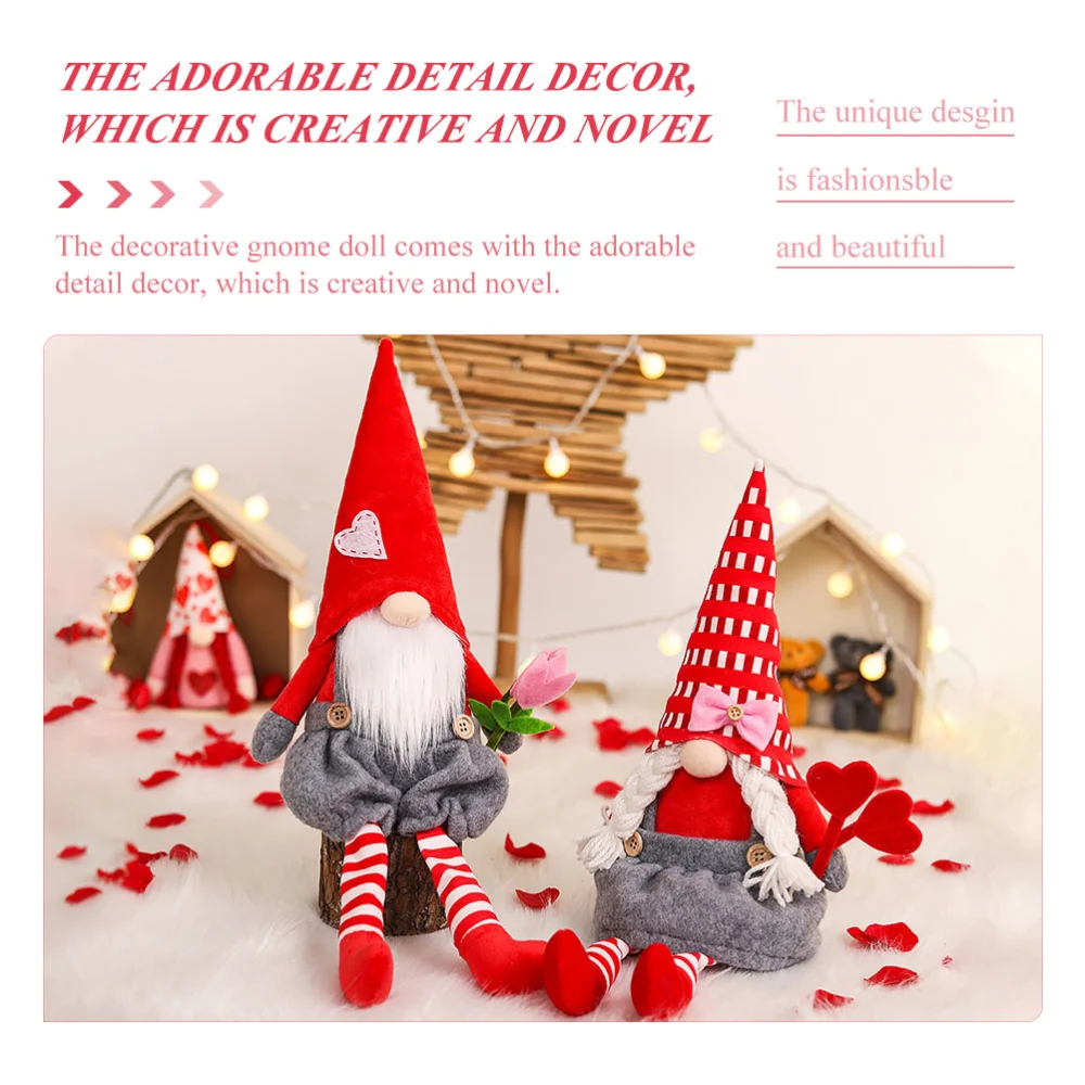 2pcs Valentine's Day Gnome Ornament Gnome Doll Decor Dwarf Gnome Adornment for Valentines