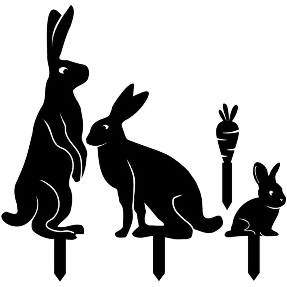 4Pcs Garden Acrylic Rabbit Yard Arts Lawn Bunny Inserts for Outdoor Gardens Backyards Lawns