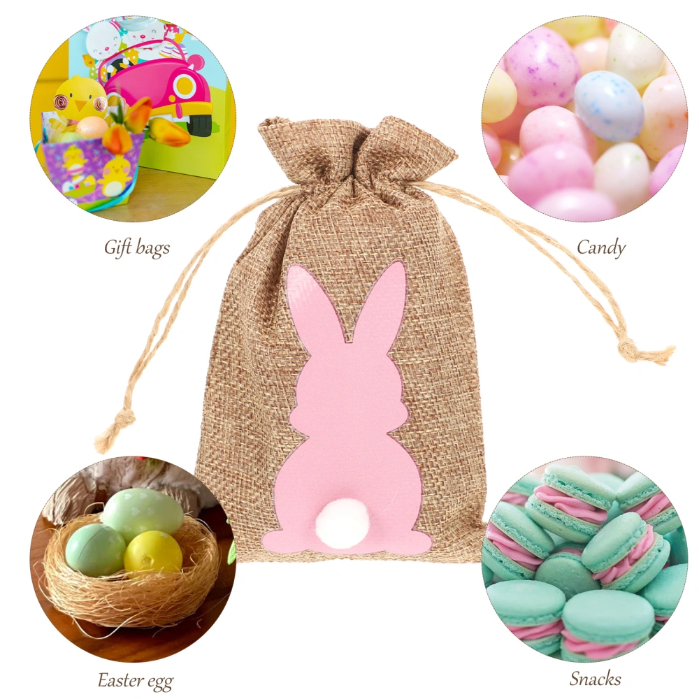 24Pcs Easter Burlap Drawstring Bags Easter Bunny Bags Gift Packing Bags Mixed Color