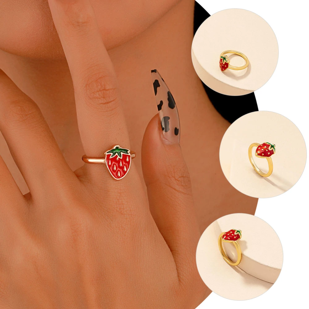 Strawberry Finger Ring Women Strawberry Ring Decorative Strawberry Knuckle Ring