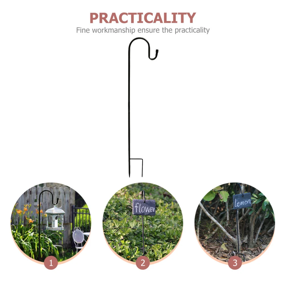 Iron Shepherd Hook Garden Plant Baskets Hanger Bird Feeder Hanger Lanterns Hanging Hook