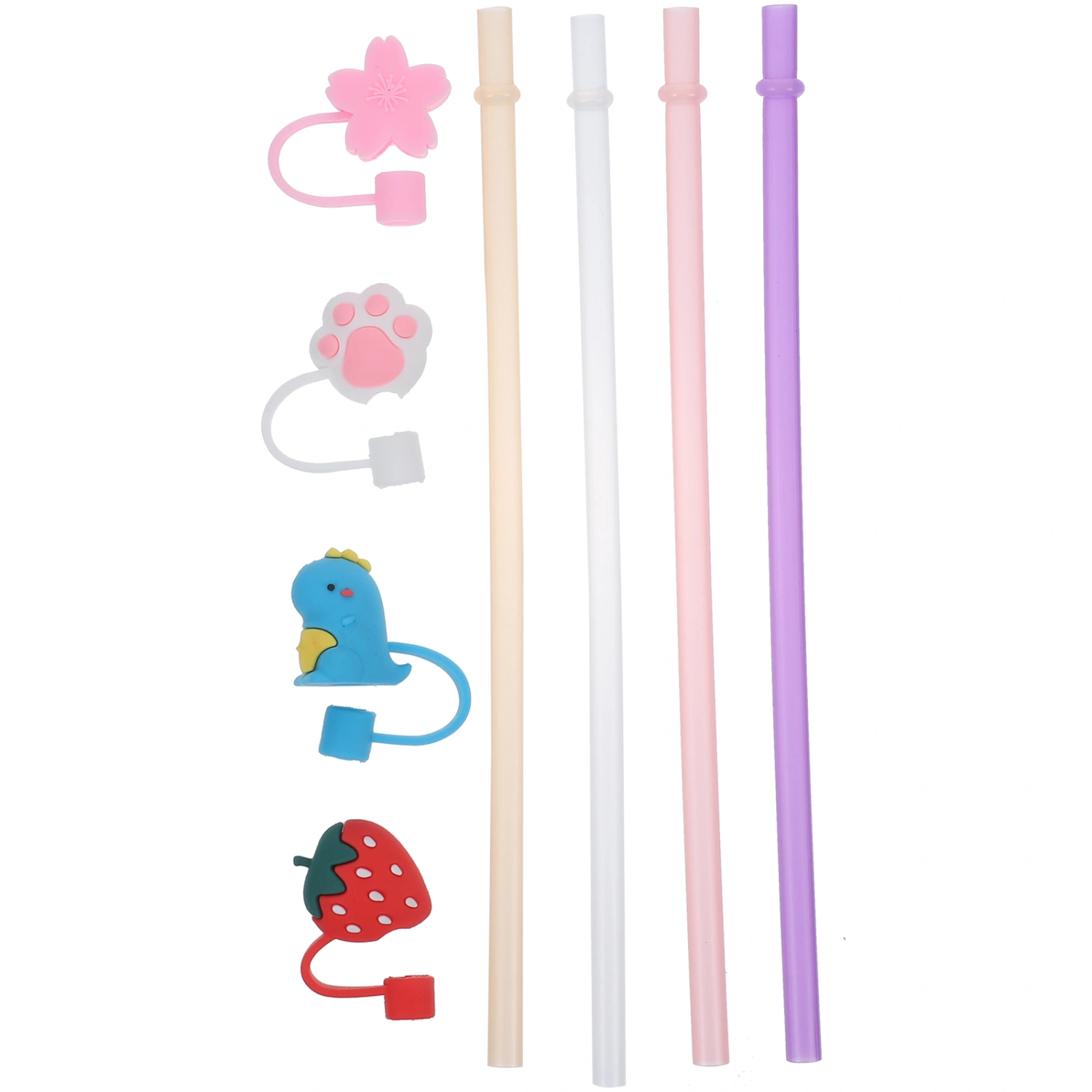 1 Set Drinking Straw and Caps Set Cartoon Straw Portable Straw Plugs Kit for Drinking