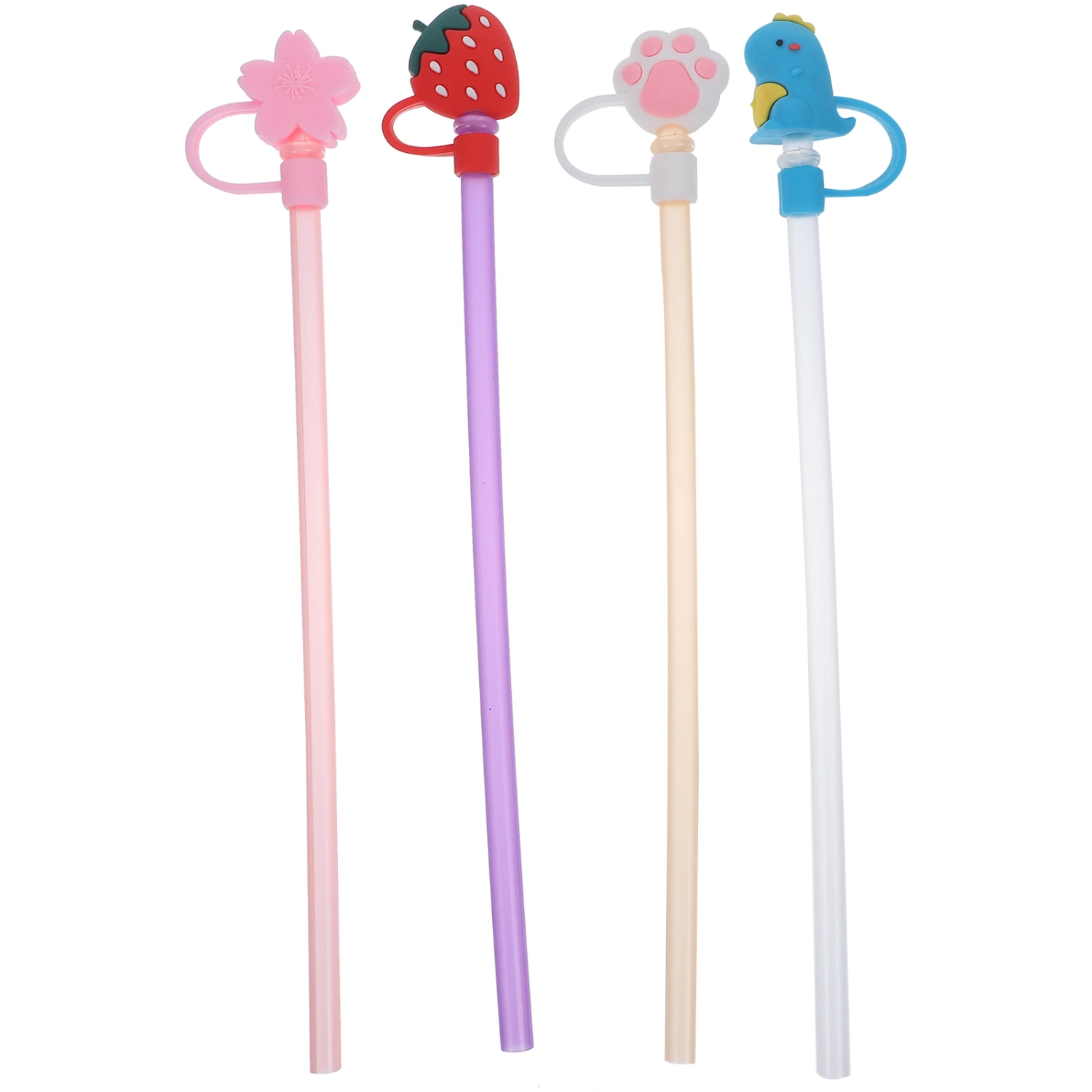 1 Set Drinking Straw and Caps Set Cartoon Straw Portable Straw Plugs Kit for Drinking