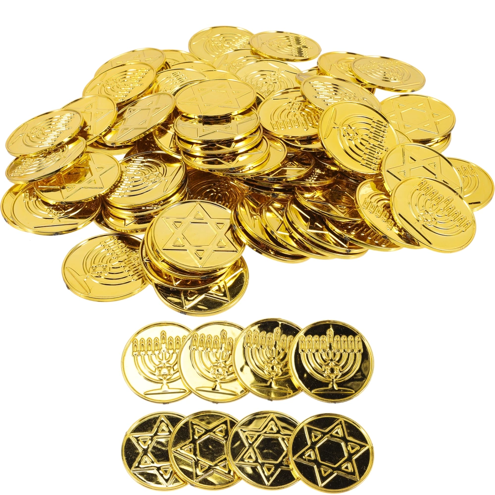 100pcs Hanukkah Coins Pirate Party Supplies Kids Reward Coins Plastic Coins