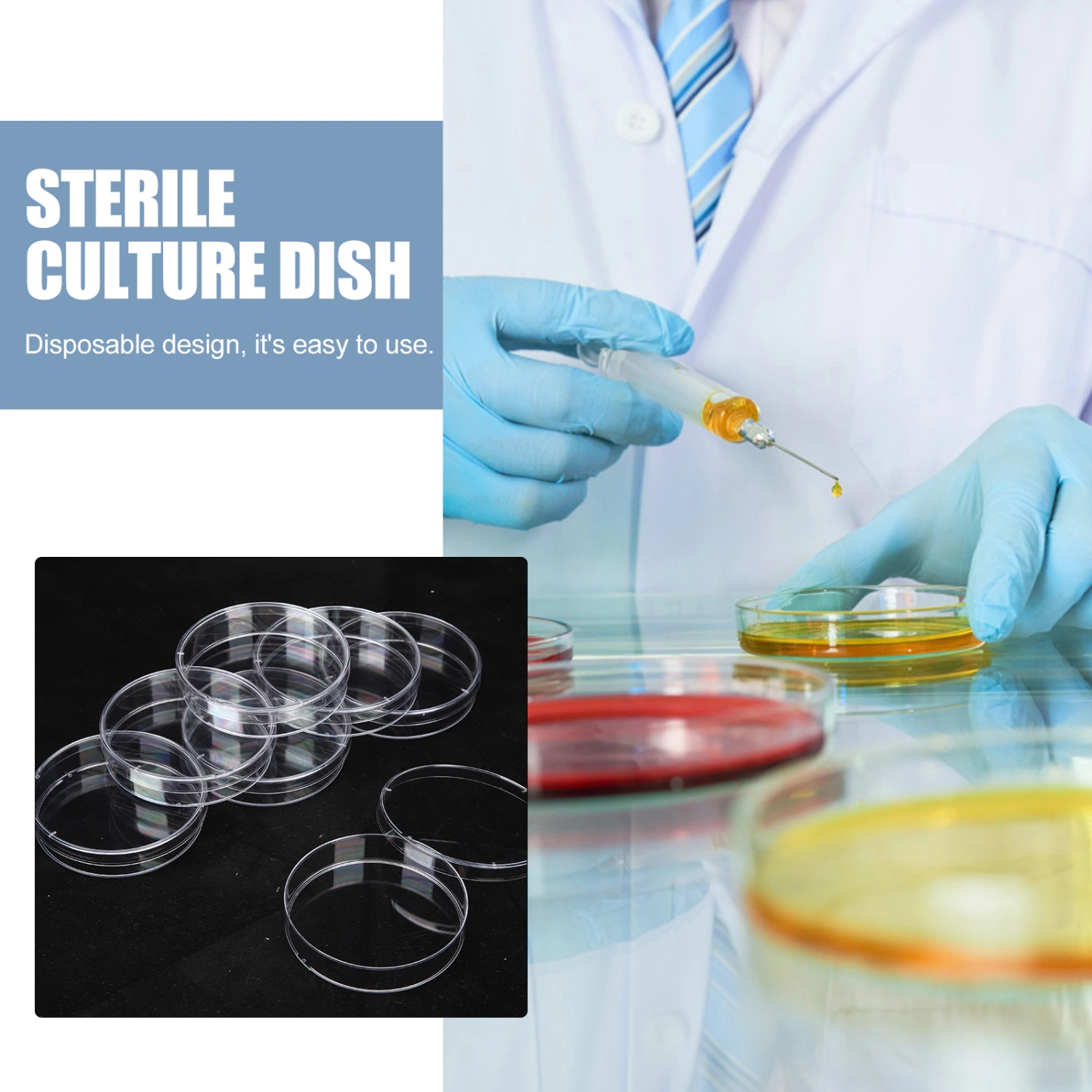 30pcs Plastic Petri Dish with Lid Tissue Culture Plate Science Experiment Supplies