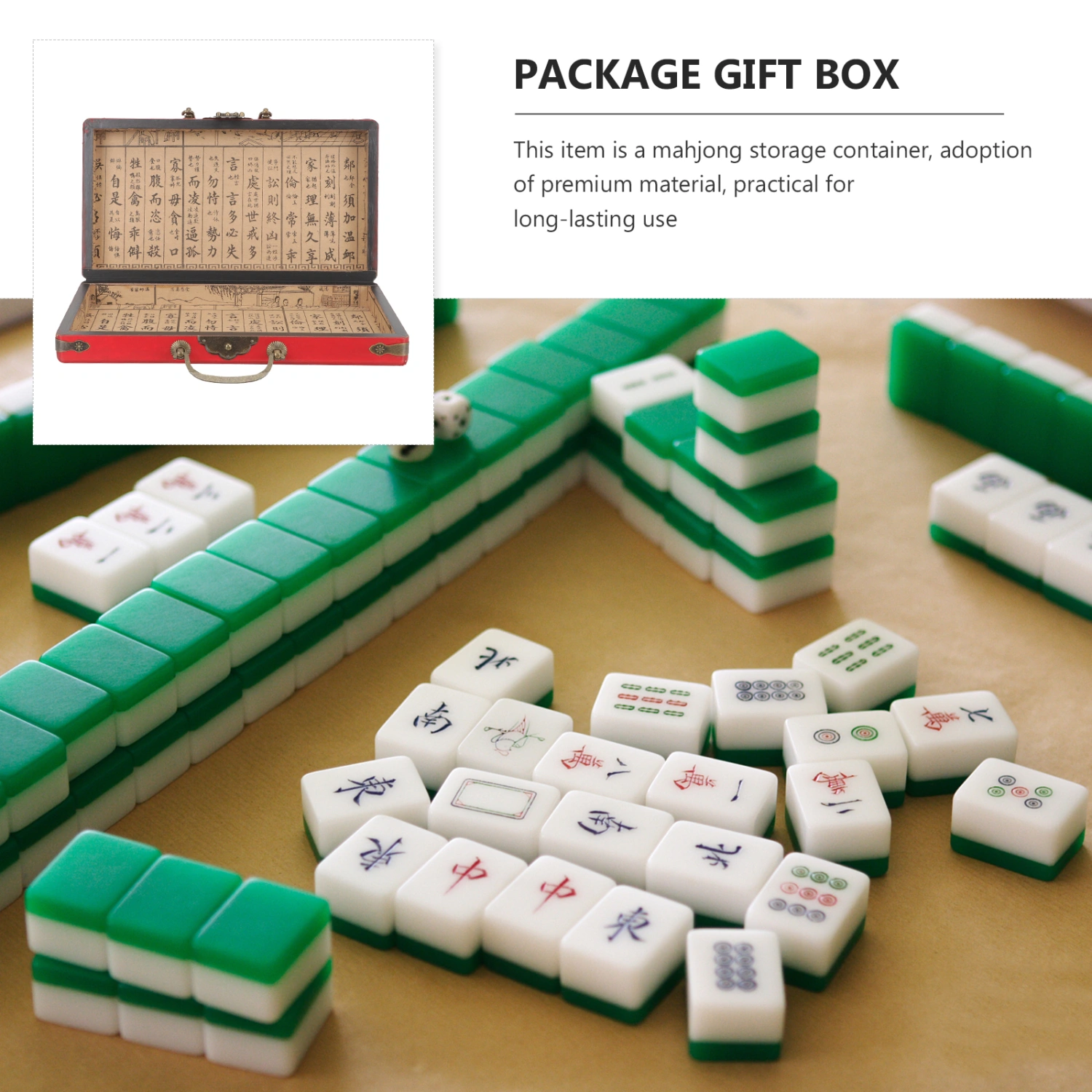Wooden Storage Box Sturdy Mahjong Box Mahjong  Set Container Household Storage Holder