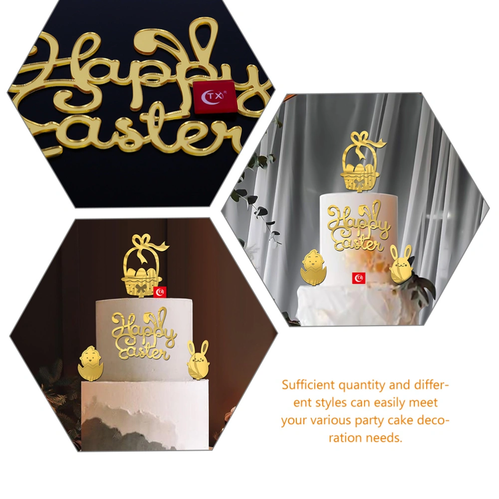 2 Sets of Creative Cartoon Cake Pick Easter-themed Decorative Cupcake Topper Cake Adorn