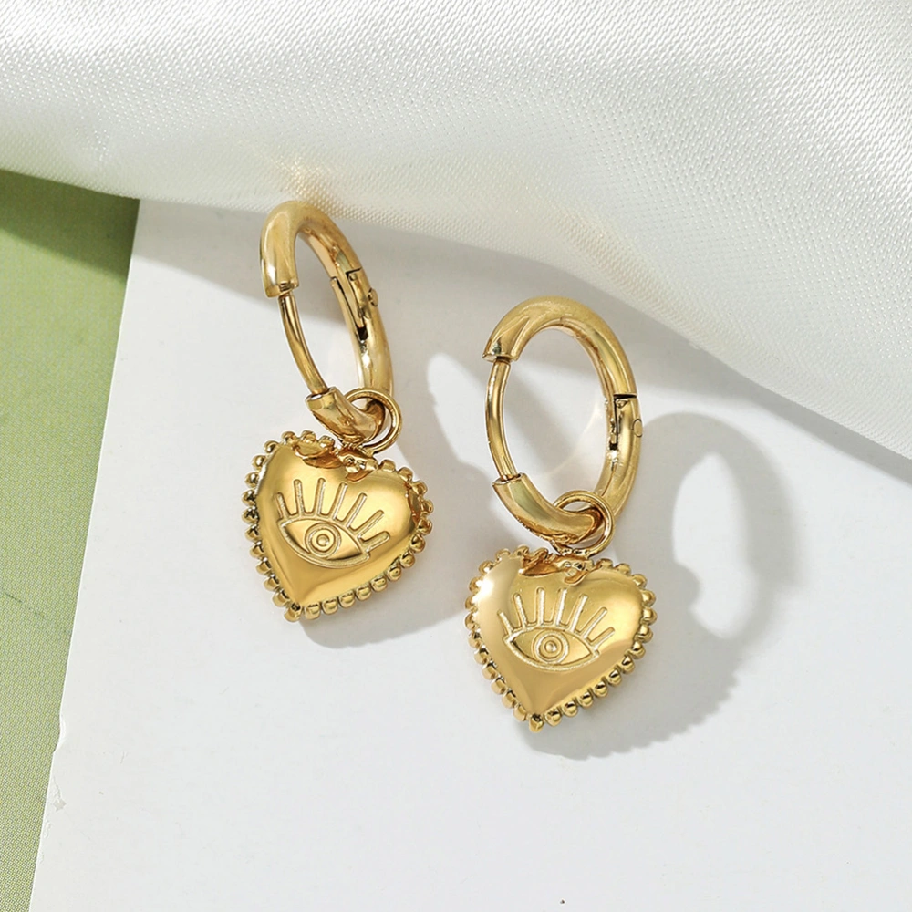 1 Pair of Delicate Heart Shape Earring Valentine's Day Gift Eye Pattern Earring