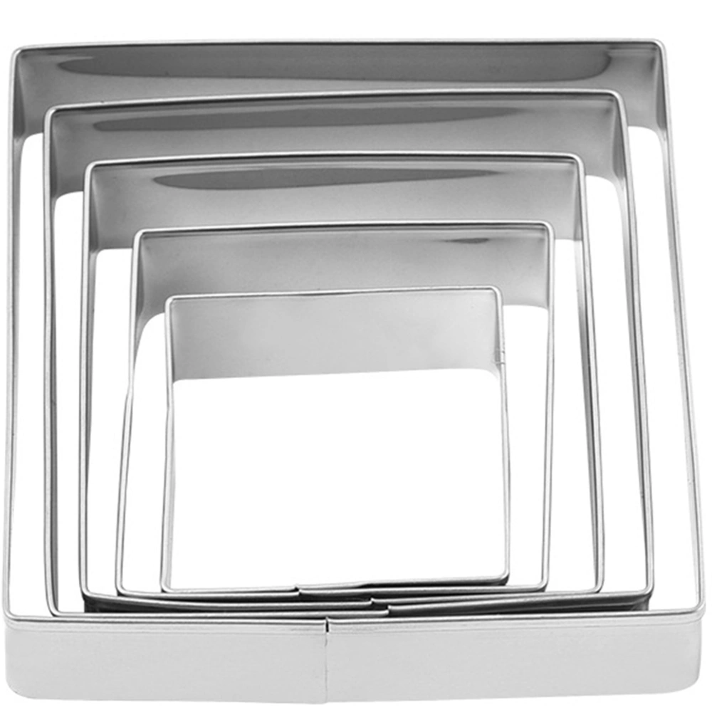 5Pcs Metal Biscuit Molds Square Cookie Cutters Restaurant Cookie Cutter Square Biscuit Cutters