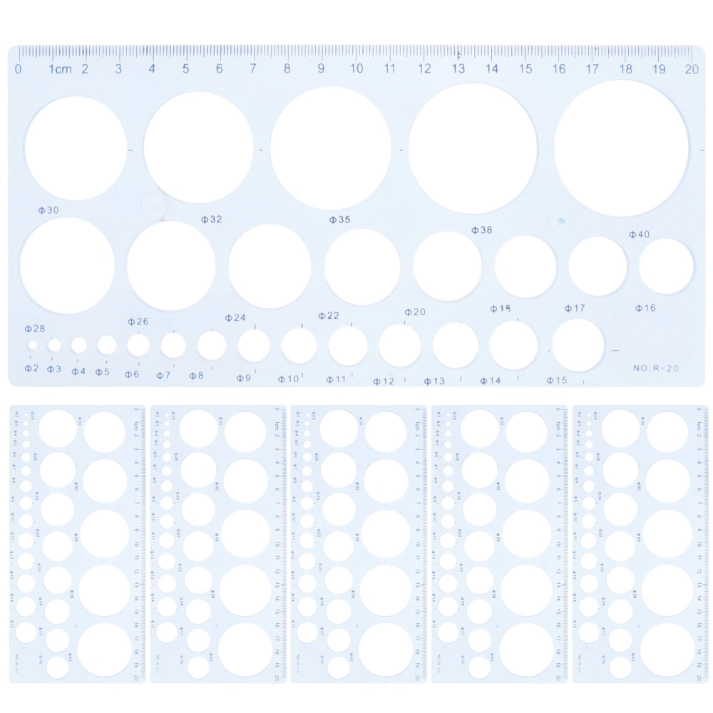 6Pcs Geometric Drawings Templates Stencils Plastic Measuring Template Rulers for Drafting