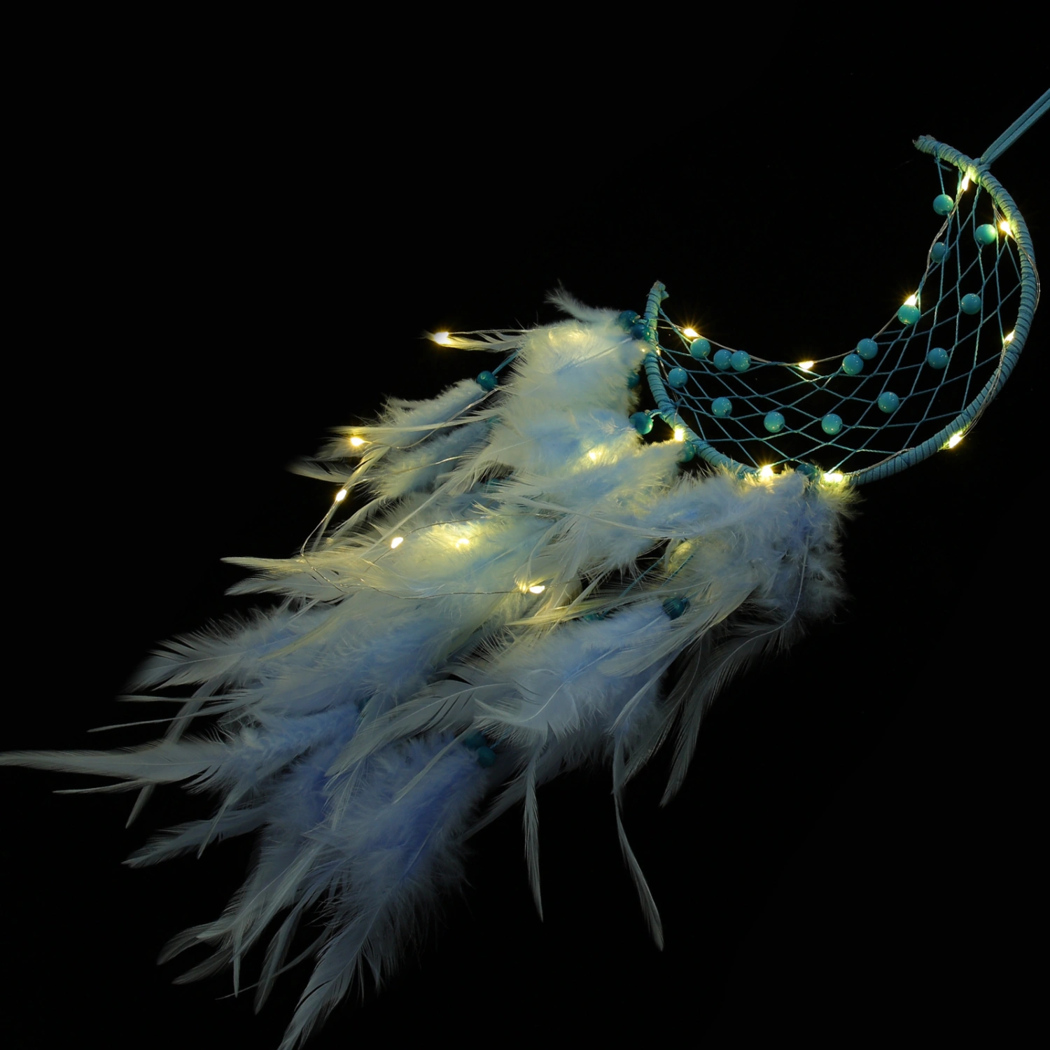 Moon Dream Catcher with Light Girls Room Hanging Decor Bedroom Decoration Gift