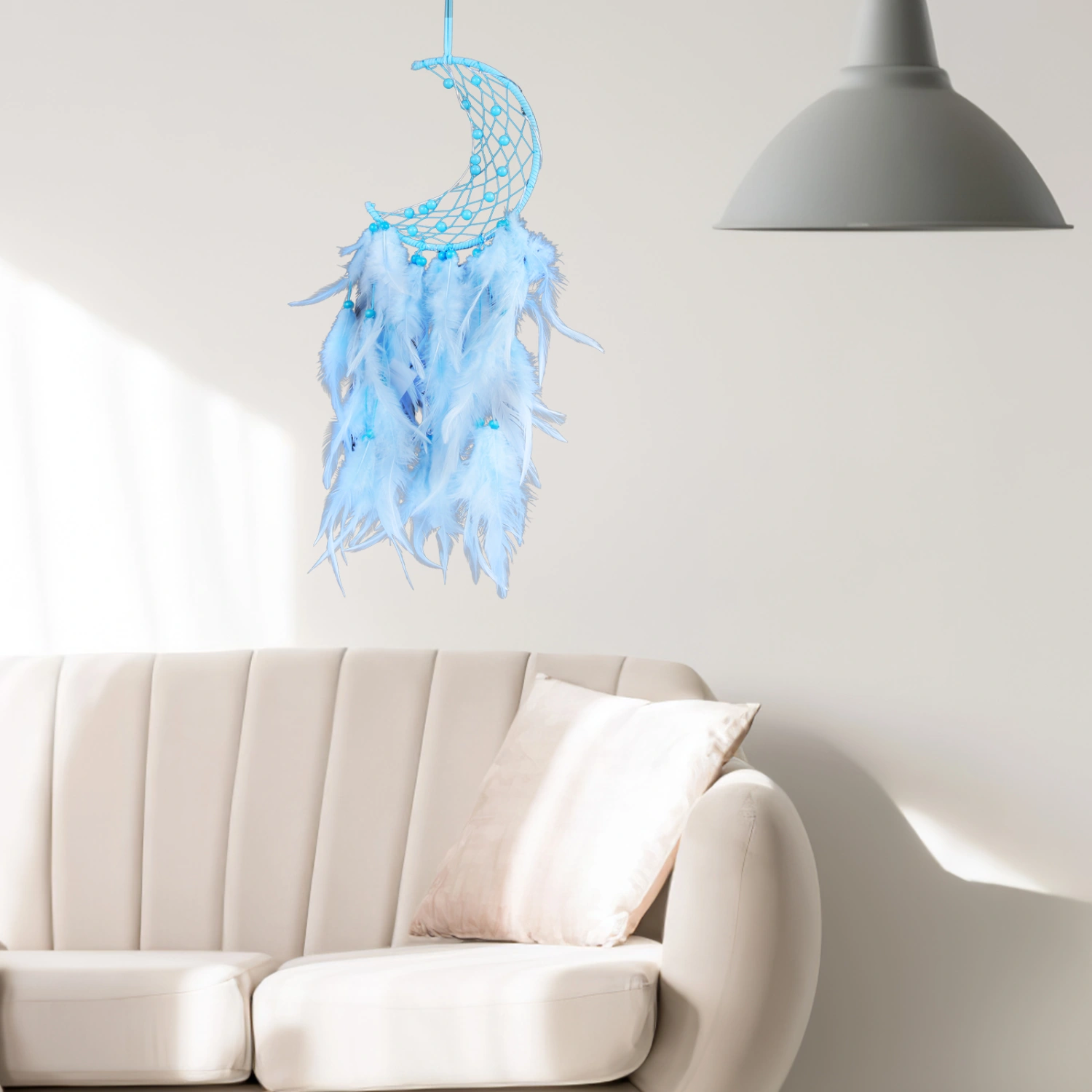 Moon Dream Catcher with Light Girls Room Hanging Decor Bedroom Decoration Gift
