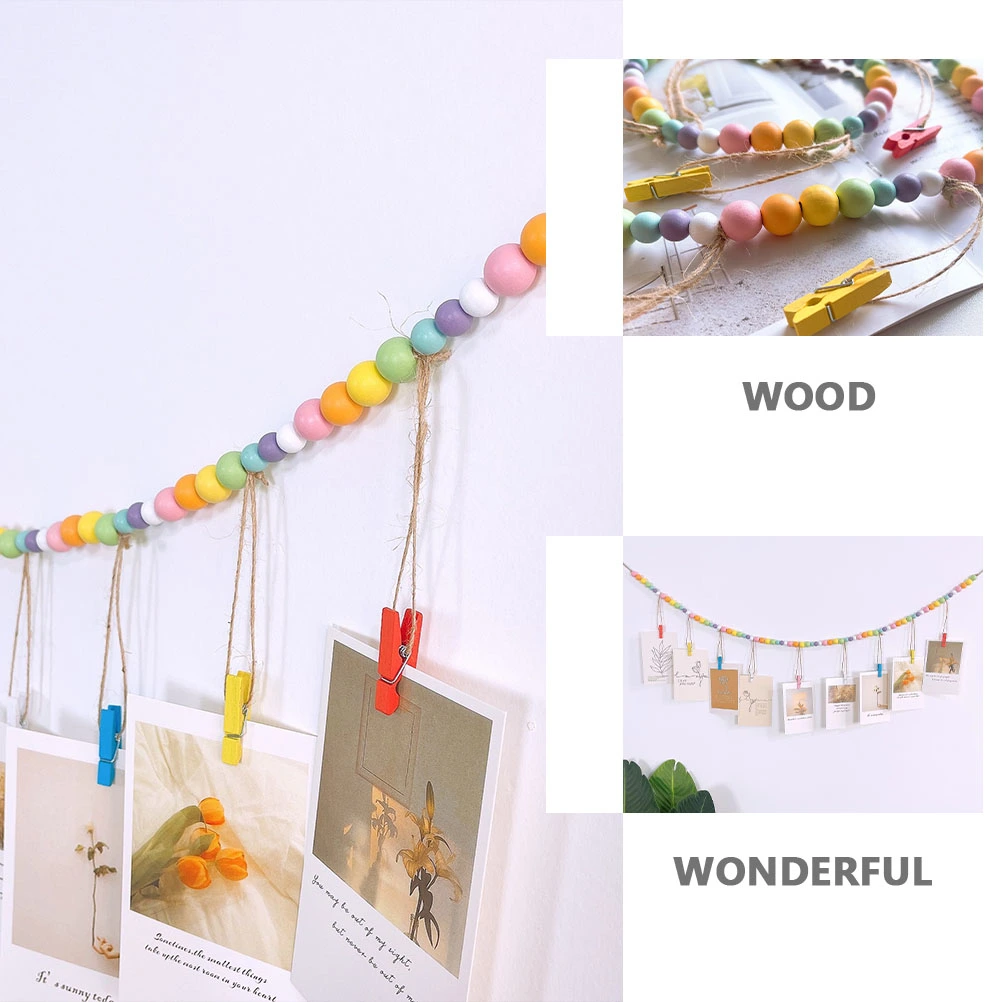 Picture Hanging Bead Rope Rustic Photo Display Decor Picture Display String