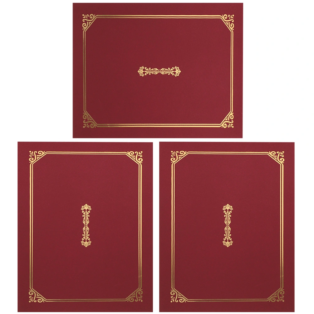 3Pcs Certificate Holder Folding Type Graduation Certificate Cover Diploma Covers