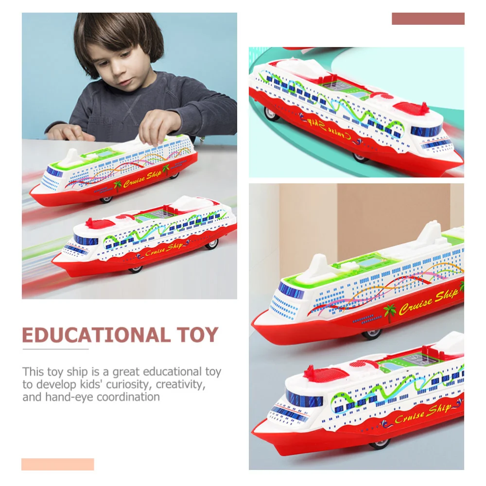 10Pcs Plastic Cruise Ship Toy Pull Back Ship Toy Pull Back Steamship Toddler Gliding Toys (Random Patterns)