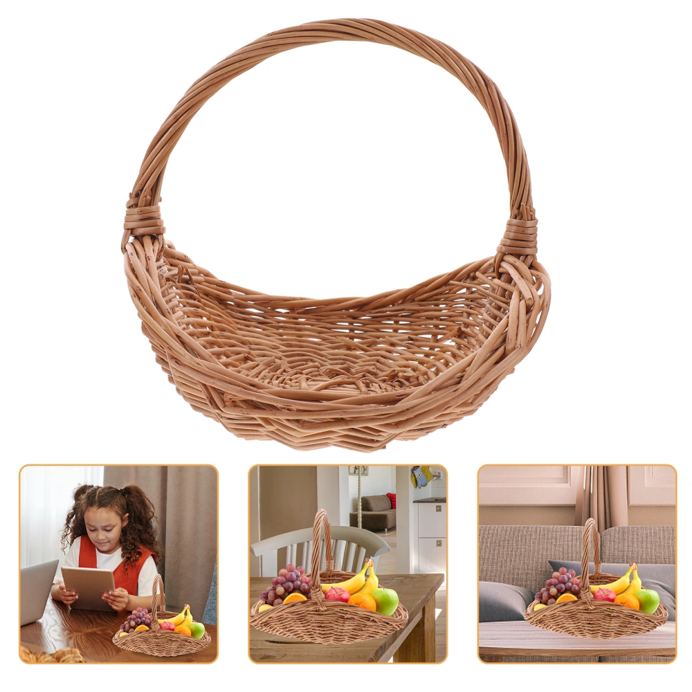 Portable Camping Use Basket Imitation Handmade Woven Basket Picnic Food Storage Basket