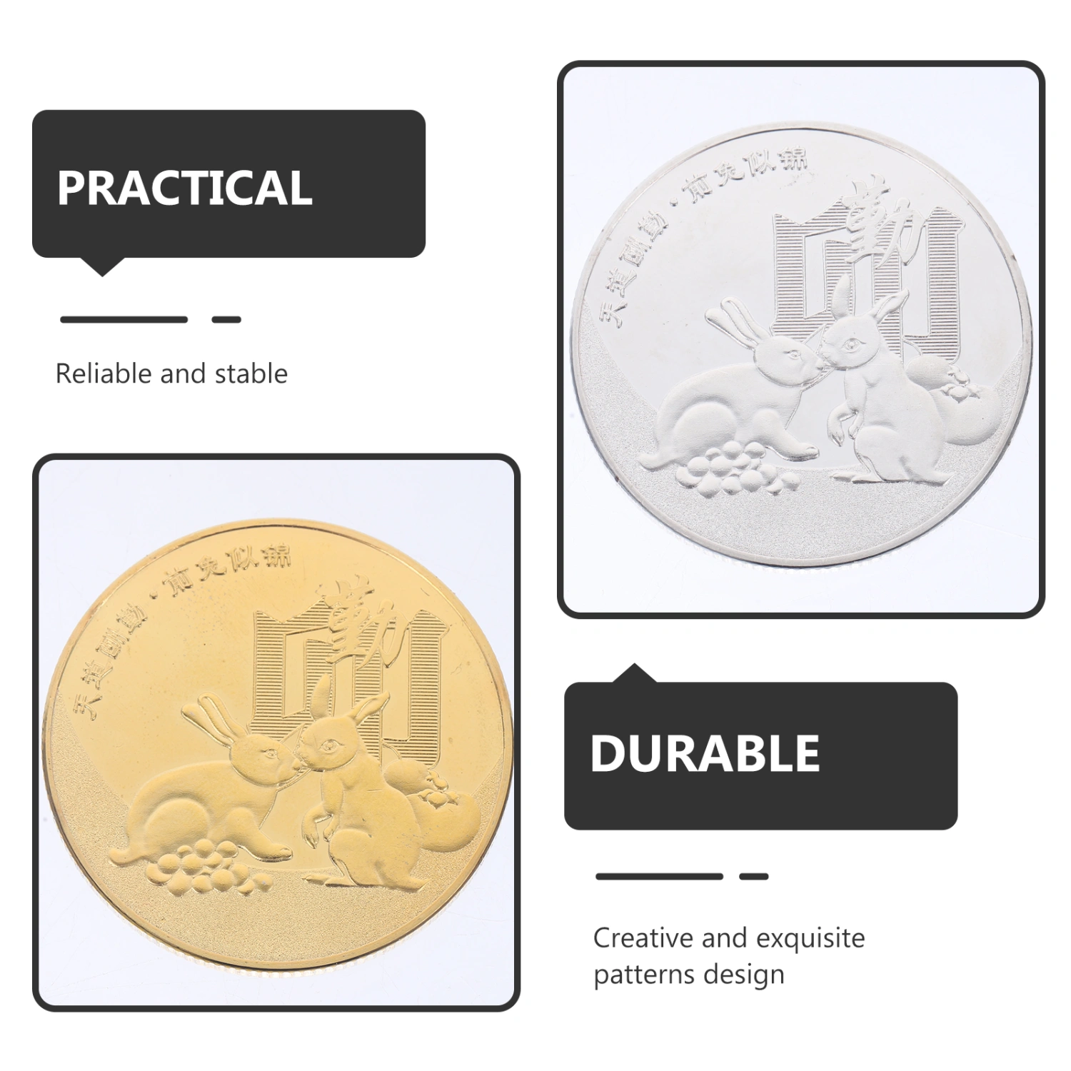 2pcs Year of Rabbit Commemorative Coins 2023 Commemorative Coins New Year Gifts
