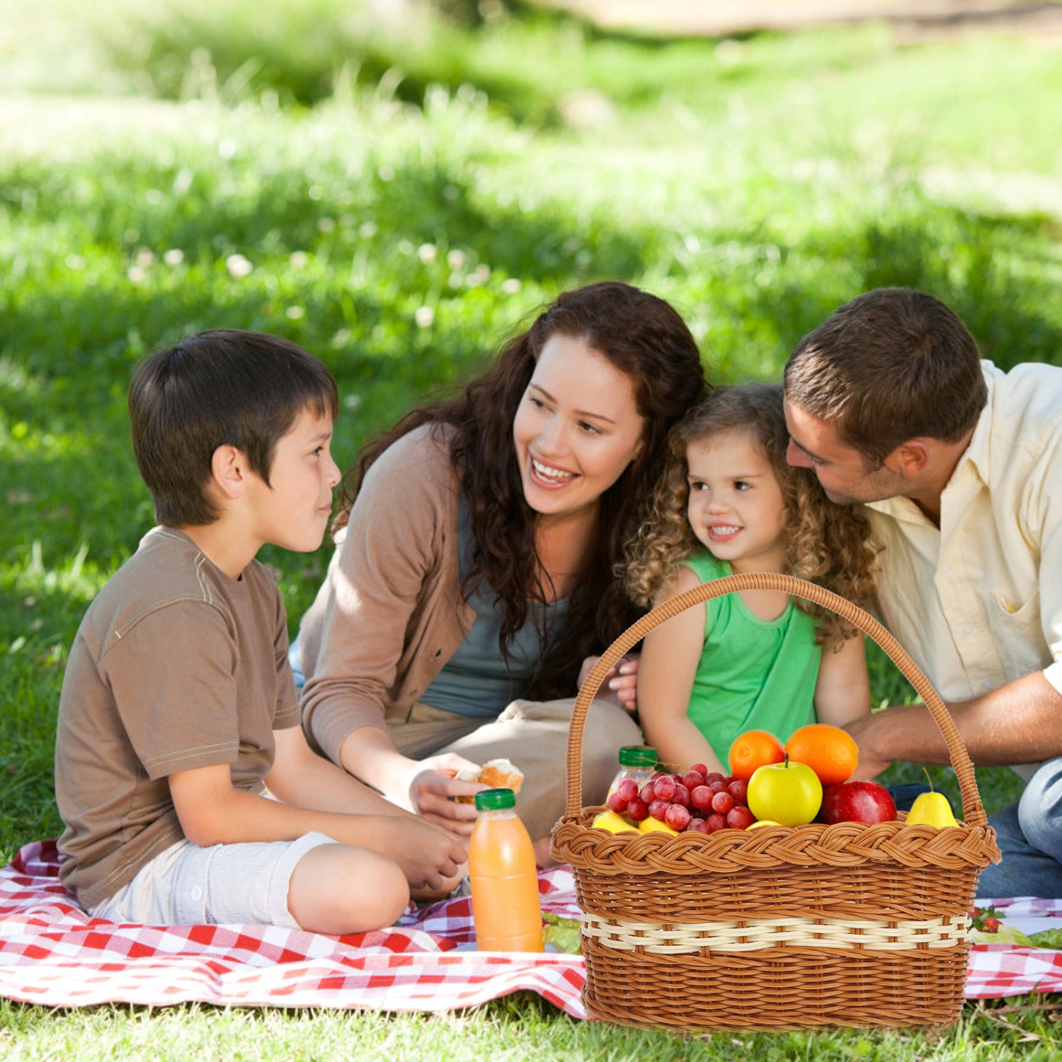 Woven Basket Flower Basket Handheld Woven Basket Household Storage Basket Picnic Basket