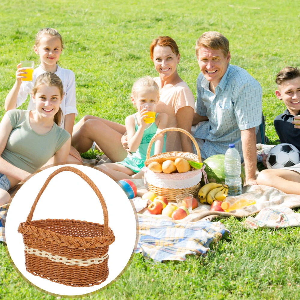 Woven Basket Flower Basket Handheld Woven Basket Household Storage Basket Picnic Basket