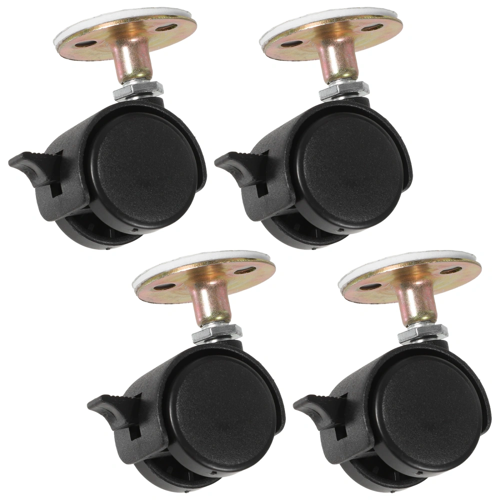 4pcs Self Adhesive Caster Wheel 37mm 360 Degree Rotation Sticky Pulley Roller