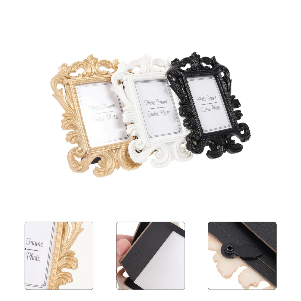 3pcs Small Baroque Vintage Picture Frames Elegant Antique Photo Frames for Display