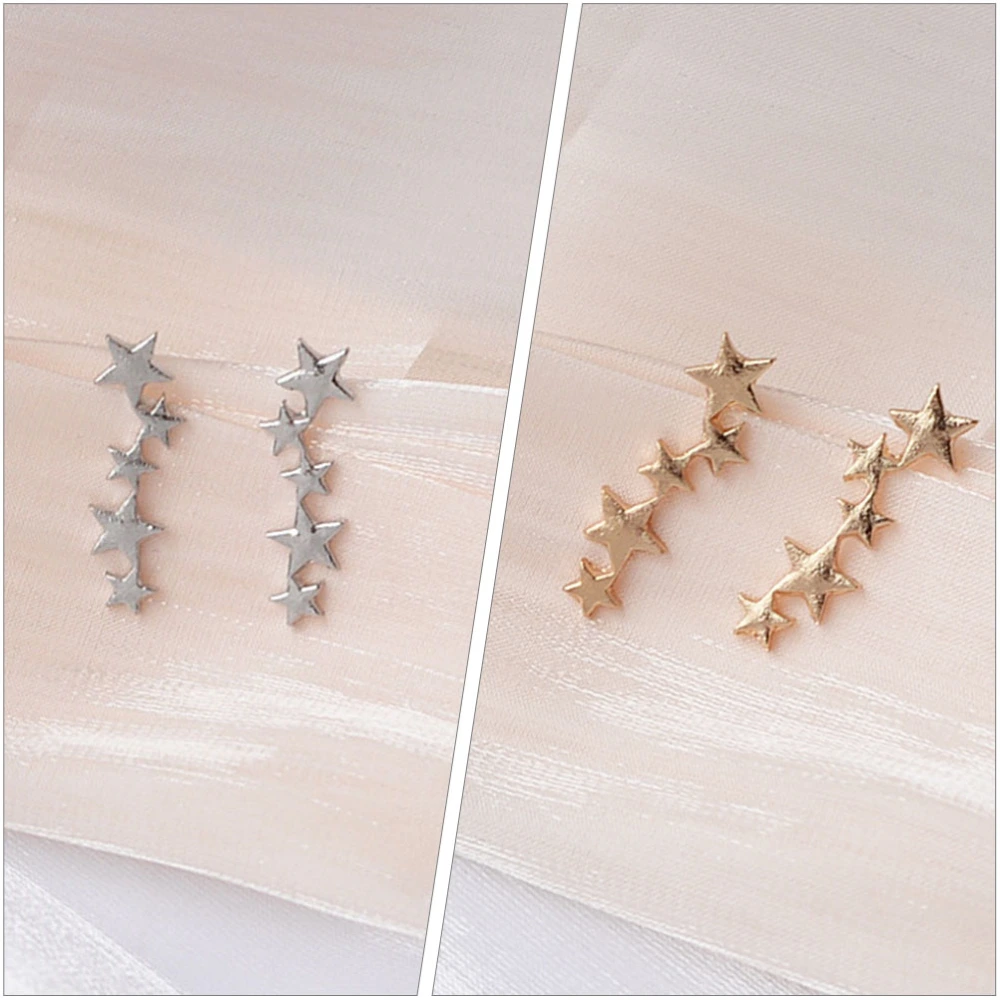 2 Pairs Star Stud Earrings Crawler Earrings Minimalist Earrings Jewelry Star Ear Climber