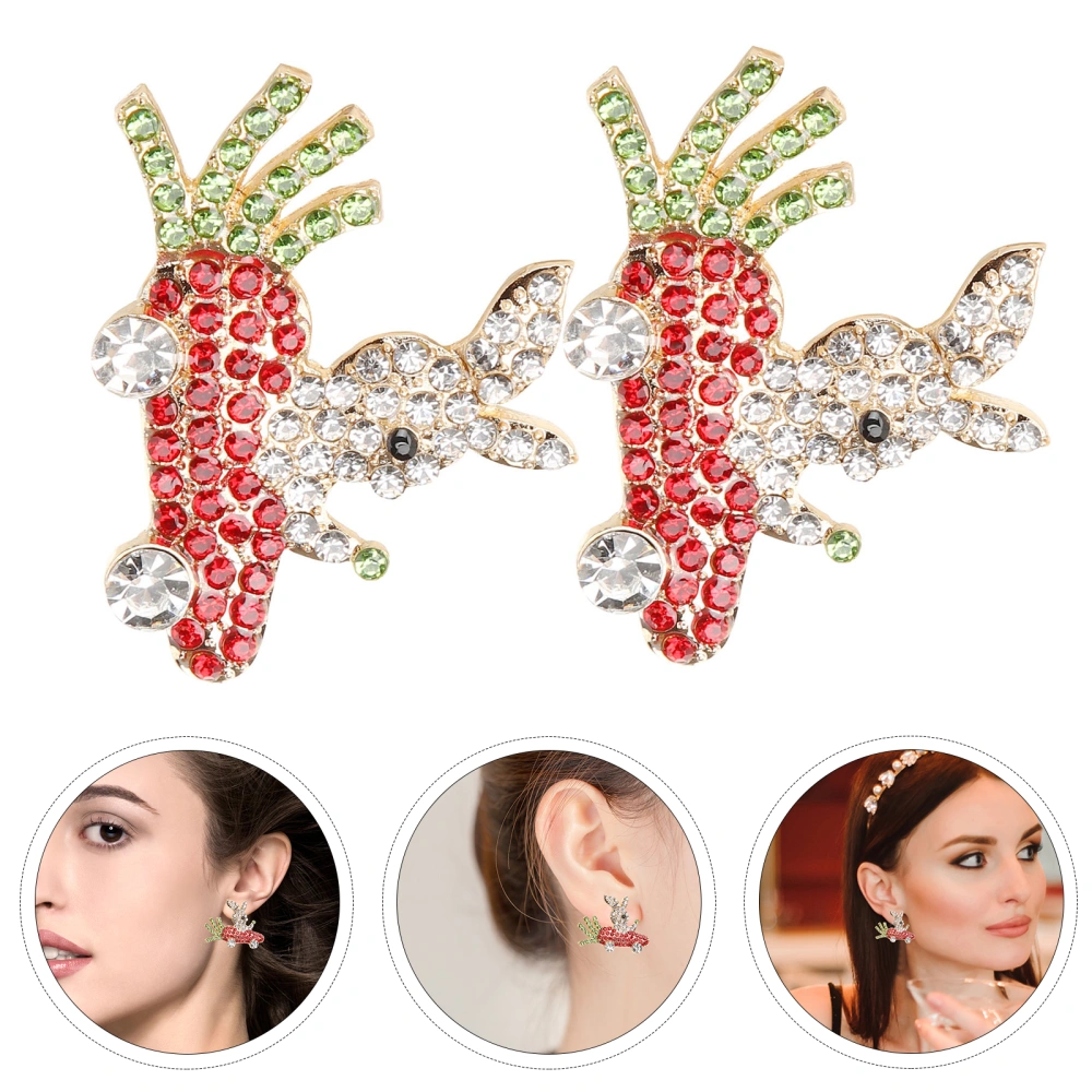 1 Pair Rabbit Earring Stud Decorative Earring Women Rhinestone Ear Studs