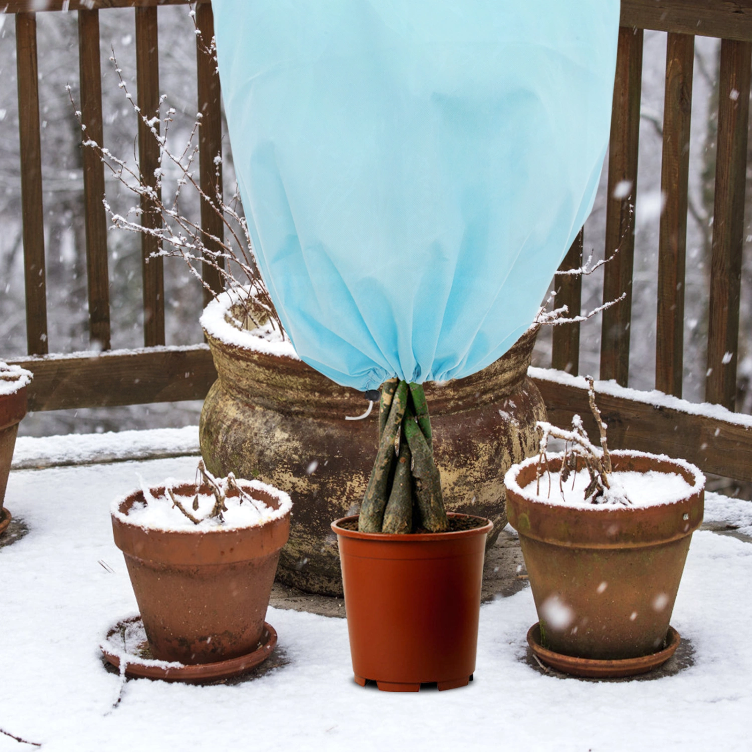 2pcs Potted Plant Covers Freeze Protection Bags with Zipper and Drawstring