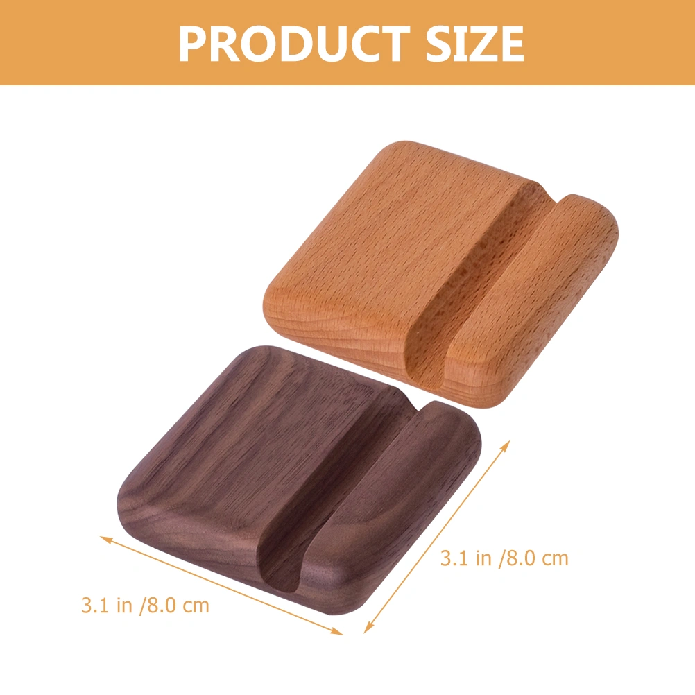 2pcs Household Desktop Wooden Phone Stand Simple Phone Holder Sturdy Phone Bracket for Watching Films