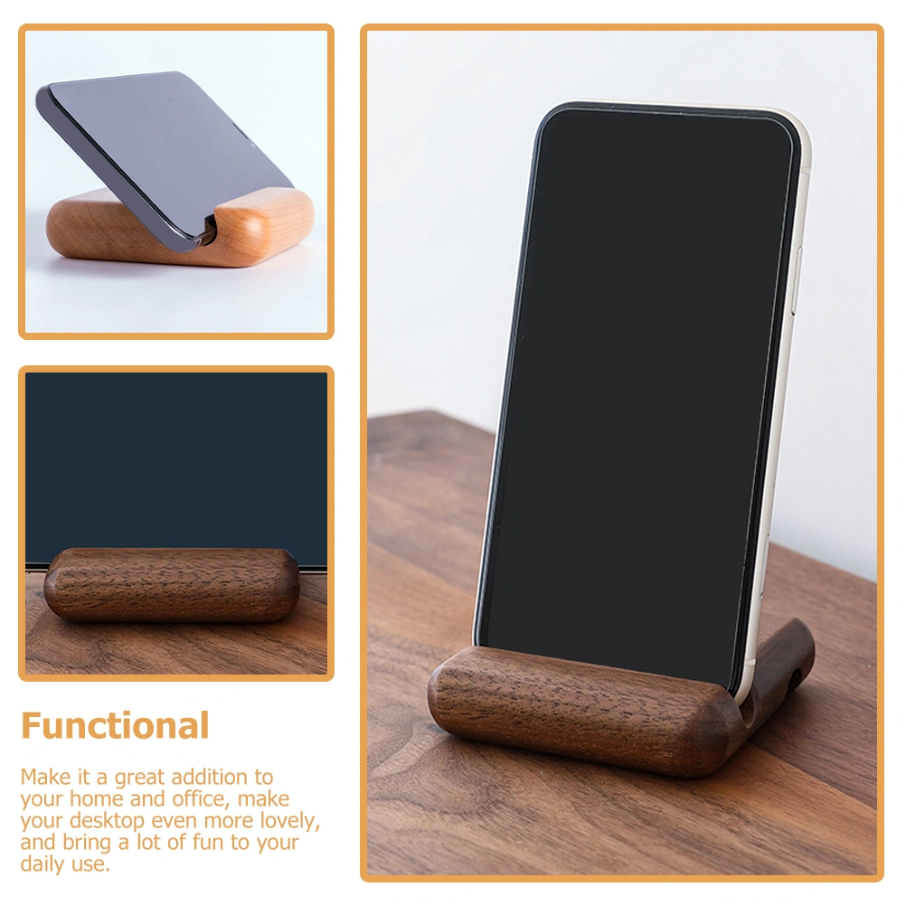 2pcs Household Desktop Wooden Phone Stand Simple Phone Holder Sturdy Phone Bracket for Watching Films