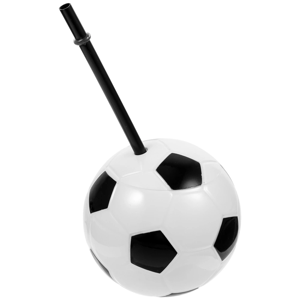 Daily Use Coffee Mug Soccer Shaped Juice Mug with Straw Drinking Cup Coffee Cup(450ml)