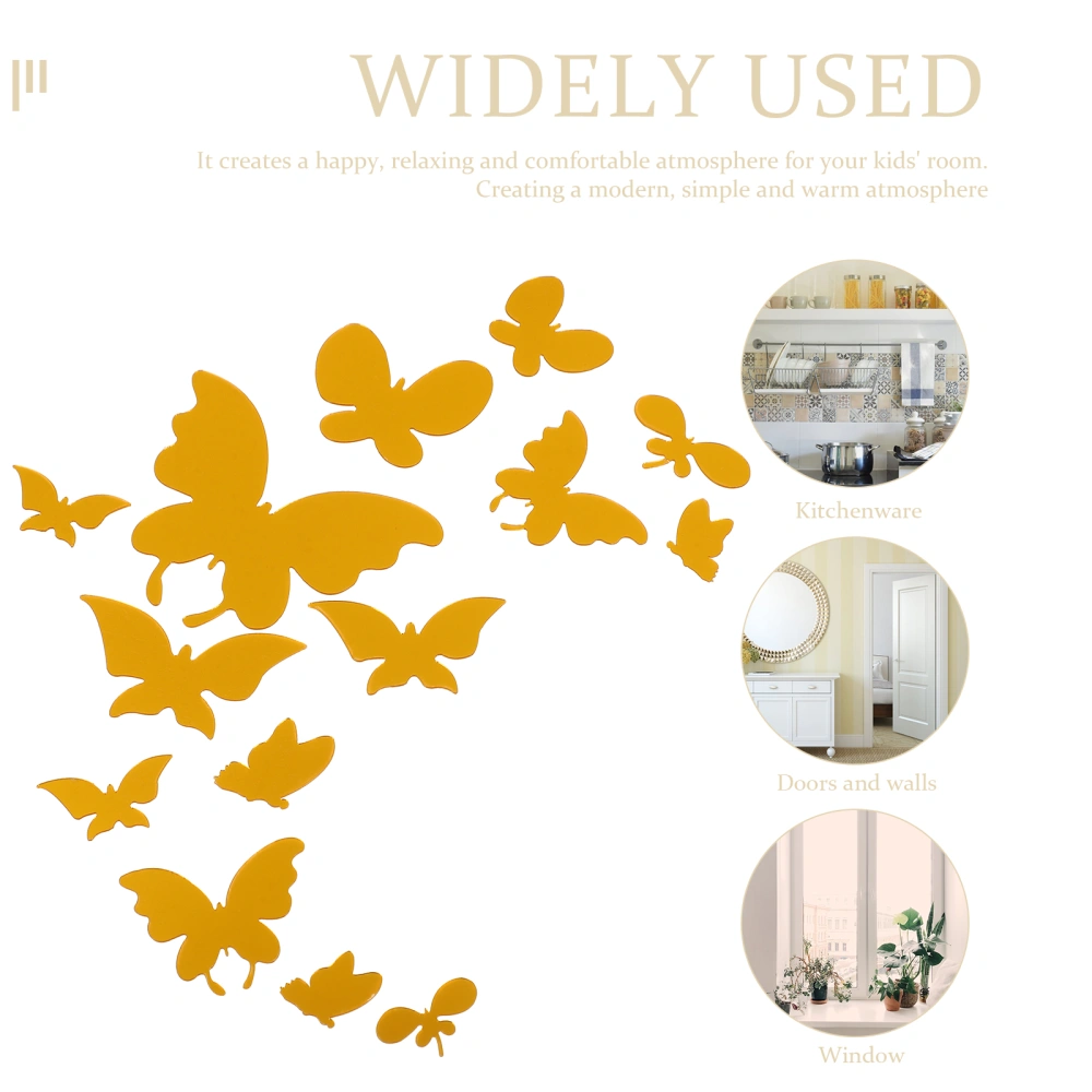 14pcs Removable Acrylic Mirror Wall Stickers Butterflies Acrylic Wall Sticker DIY Wall Decals