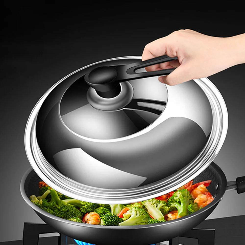 Stainless Steel Pot Cover Visible Pan Lid Wok Vertical Cover Household Cookware Accessory