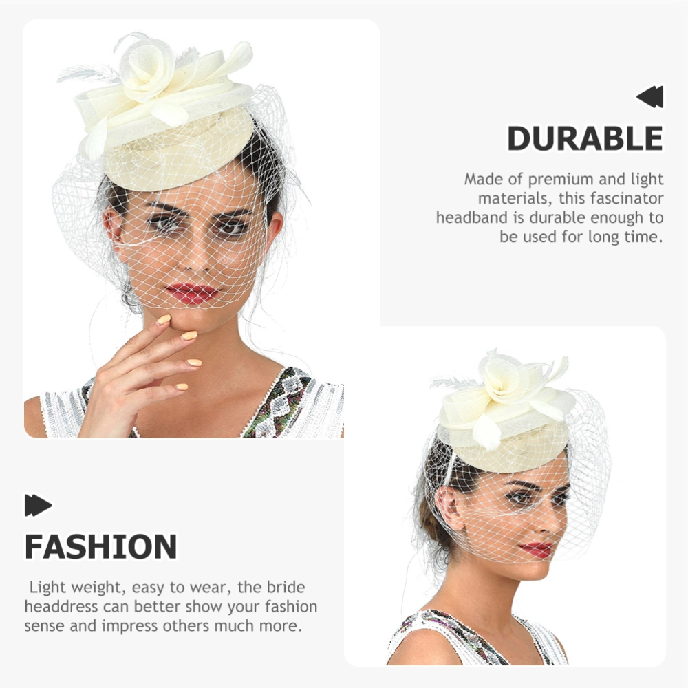 Tea Party Fascinator Hat Women Banquet Feathering Headband Wedding Bride Headdress