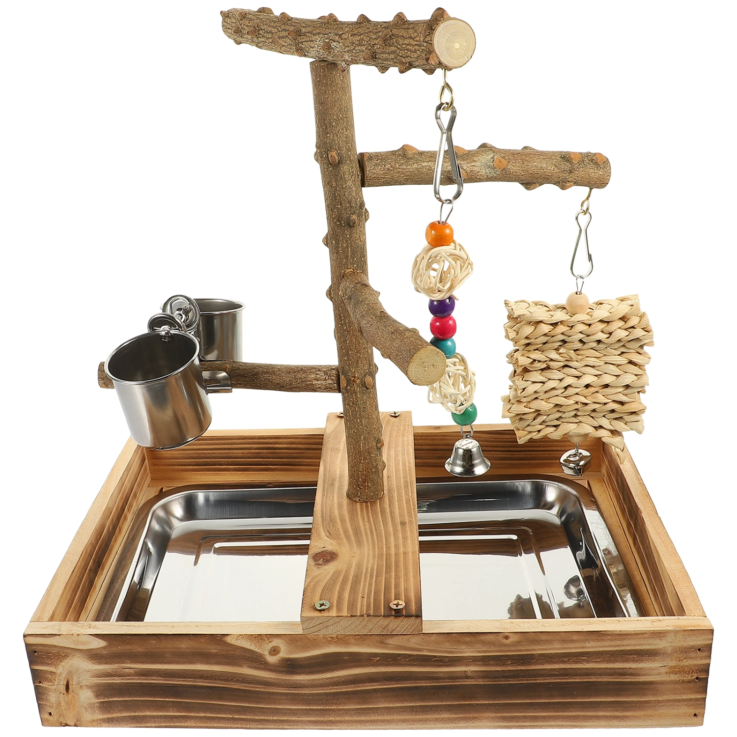 Desktop Parrot Perch Stand Wooden Bird Stand Perch Household Parrot Toy Parakeet Accessory