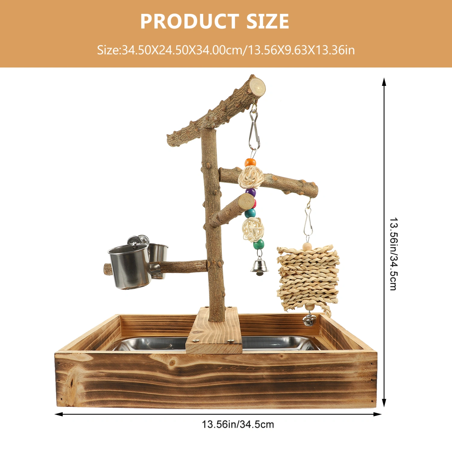 Desktop Parrot Perch Stand Wooden Bird Stand Perch Household Parrot Toy Parakeet Accessory