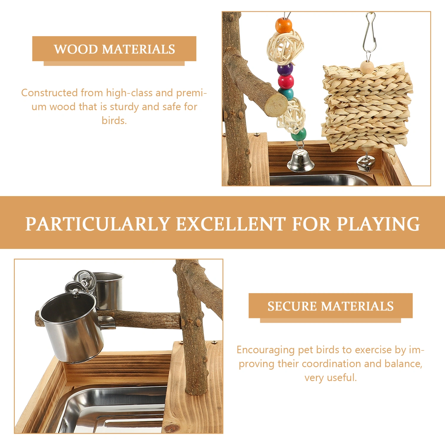 Desktop Parrot Perch Stand Wooden Bird Stand Perch Household Parrot Toy Parakeet Accessory