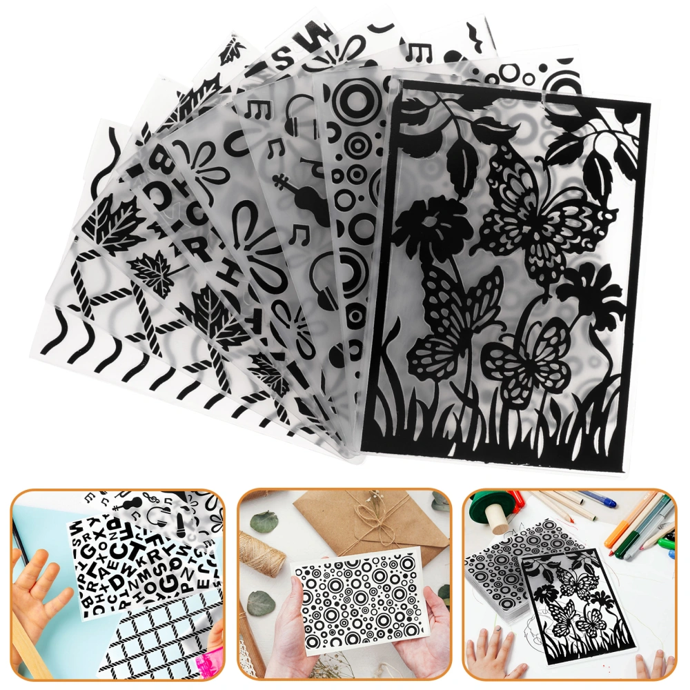 8pcs Plastic Embossed Folding Mold Craft Card Making Template Embossing Folder